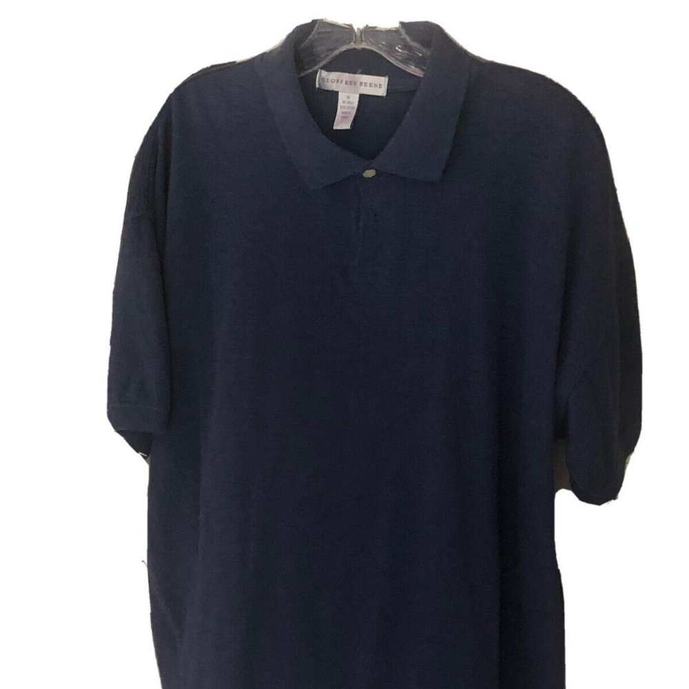 Mens Geoffrey Beene Short Sleeve Blue Cotton Polo Shirt XL